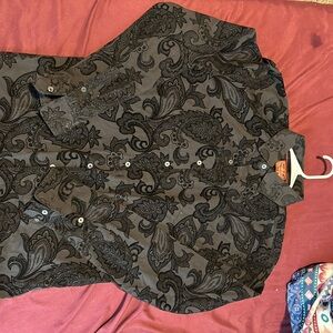 Black Paisley Button-Up Shirt